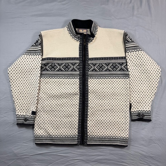 NWOT VTG Dale of Norway Mens Setesdal Lusekofte Sweater Pure Wool M Nordic Cream
